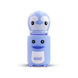 MAQ borosilicate glass feeder with silicone cover, light blue, dual-handle baby self-feeding bottle