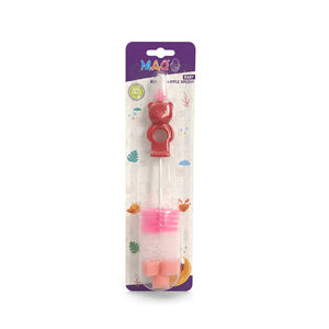 MAQ 2-in-1 double-ended nipple brush in red packaging