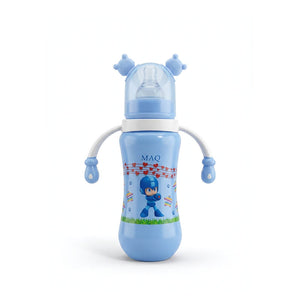 MAQ 240ml robot-shaped baby feeder bottle in blue, main product image