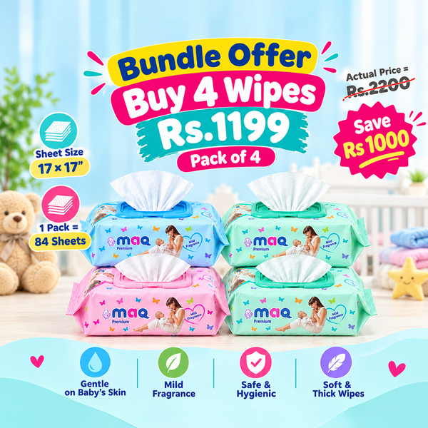 MAQ Premium Baby Wipes - Pack of 4(84 Sheets in Each)
